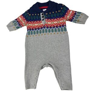 Baby Gap Fair Isle One-Piece Sweater Cotton Size 0 - 3 Months Boys Preppy